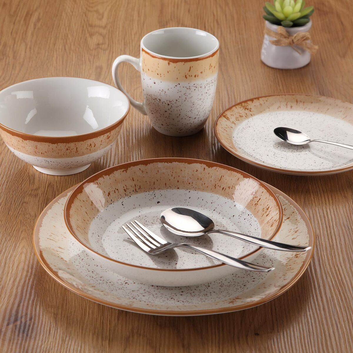 Louça Versa Castanho Porcelana 18 Peças